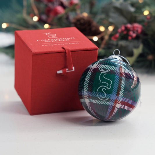 Caledonian Sleeper Tartan Hand Painted Christmas Bauble