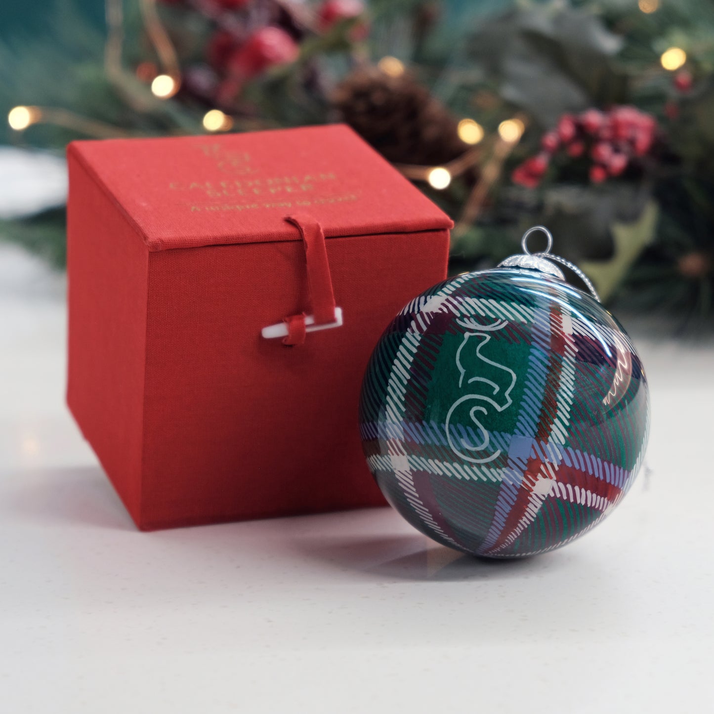 Caledonian Sleeper Tartan Hand Painted Christmas Bauble